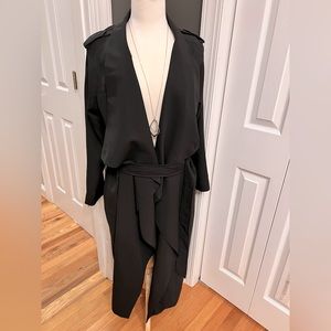 Chris Gramer Black Trench Coat. NWOT. Never worn. Size 3 (Large) Stunning.